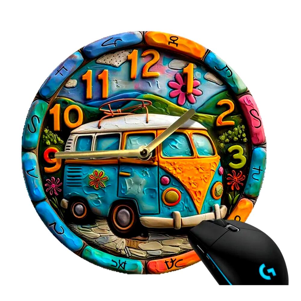 Mouse Pad VW Bus Hippe Boho Retro Computer Desk Non-Slip 8x8